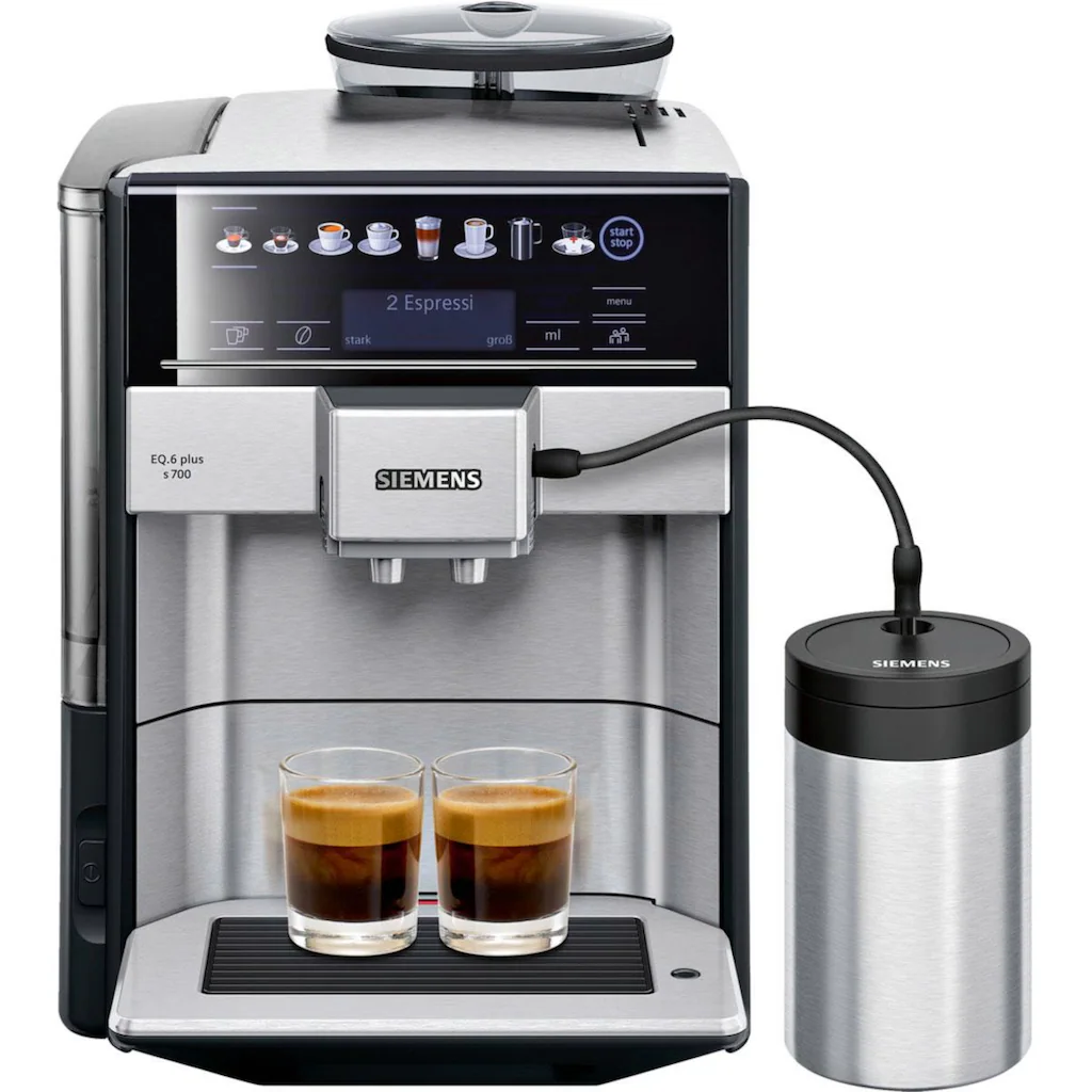 SIEMENS Kaffeevollautomat »EQ.6 Plus S700 TE657M03DE«, Autom. Reinigung, Bis Zu 4 Favoriten, Inkl. Isolierter Milchbehälter