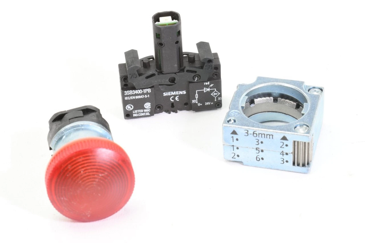 SIEMENS 3SB3 644-6BA20, Leuchtmelder Rot, E08 - NEU – Bild 2